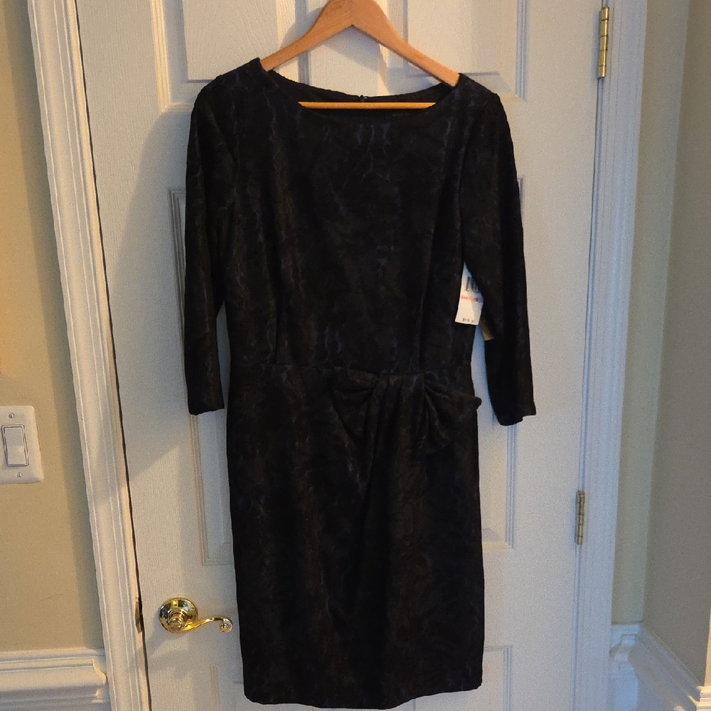 ELEGANT David Meister Black Elbow Length Sleeve Dress NWT